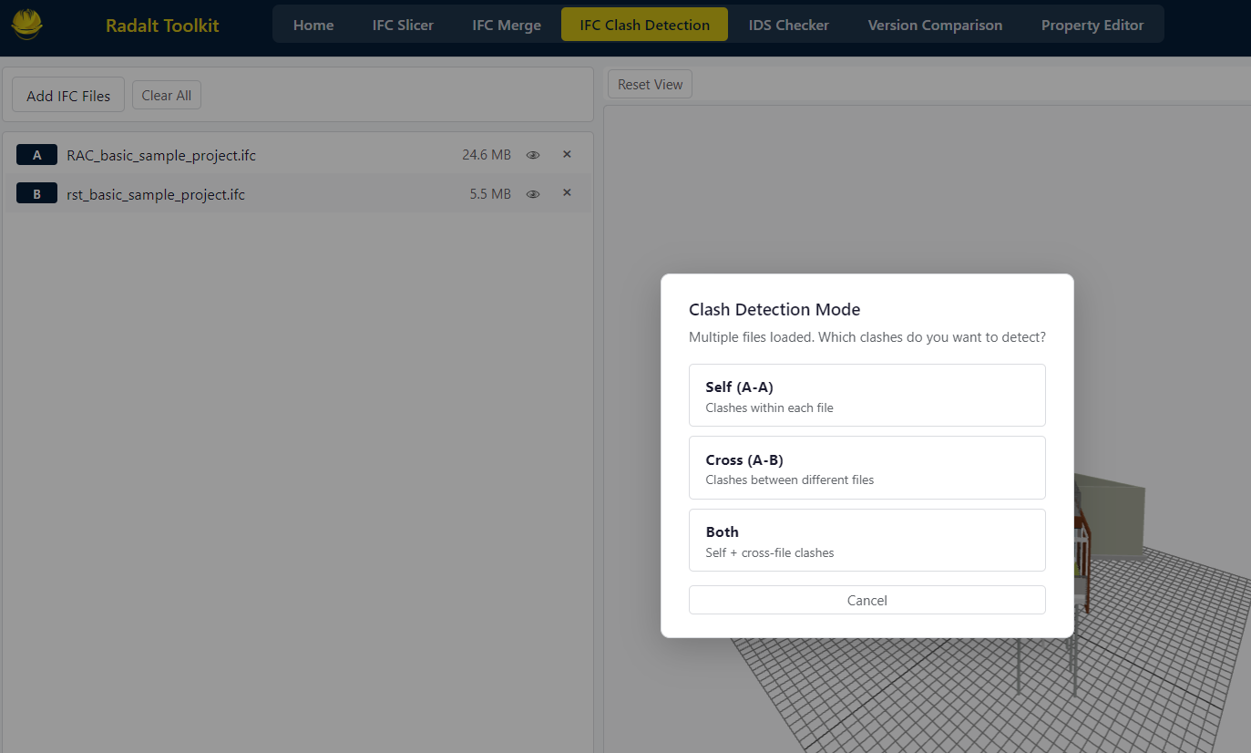Clash Detection — Radalt Toolkit screenshot
