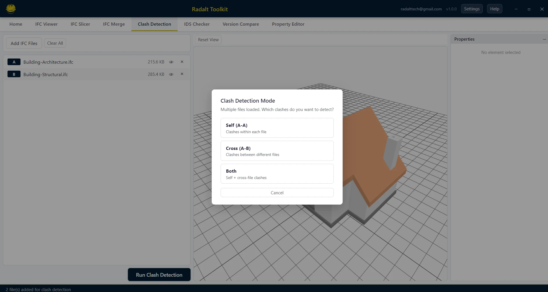 Clash Detection — Radalt Toolkit screenshot